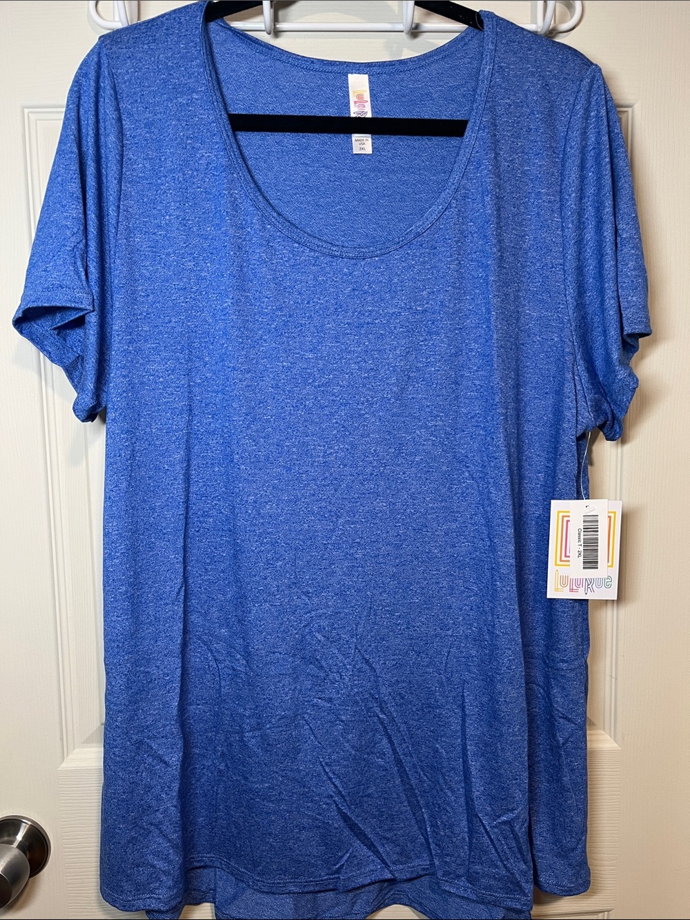LuLaRoe Heather Royal Blue Scoop Neck Short Sleeve Tee